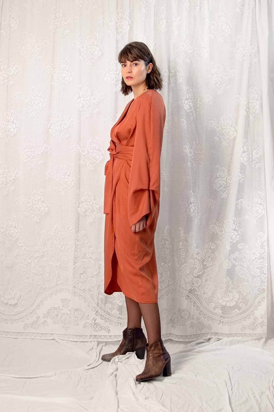Oranžna kimono obleka Helena