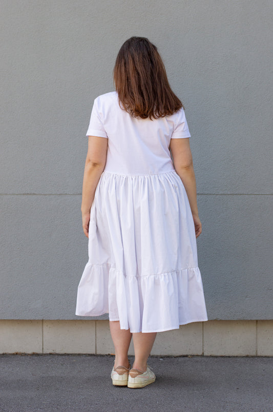 T-shirt ruffle dress Peacock