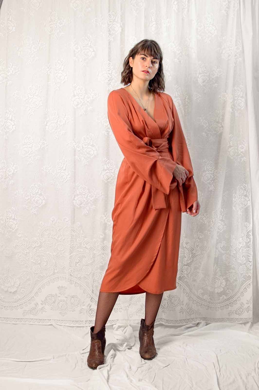 Oranžna kimono obleka Helena