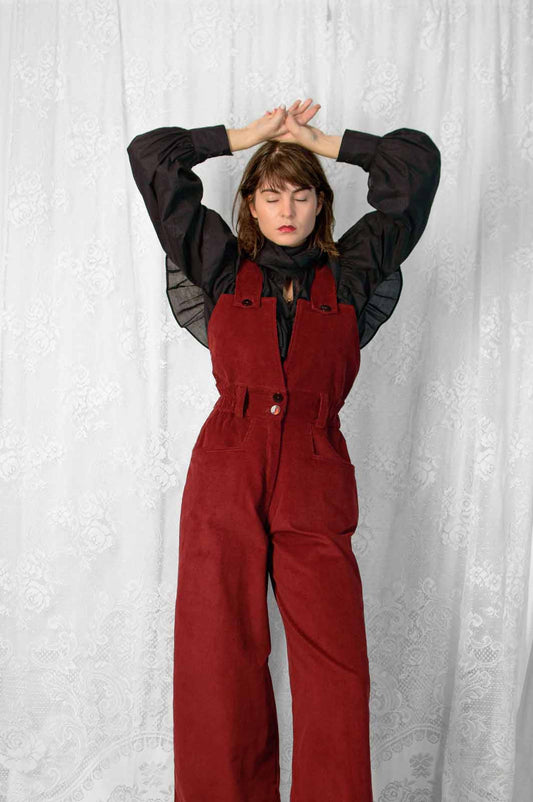 Burgundy corduroy jumpsuit