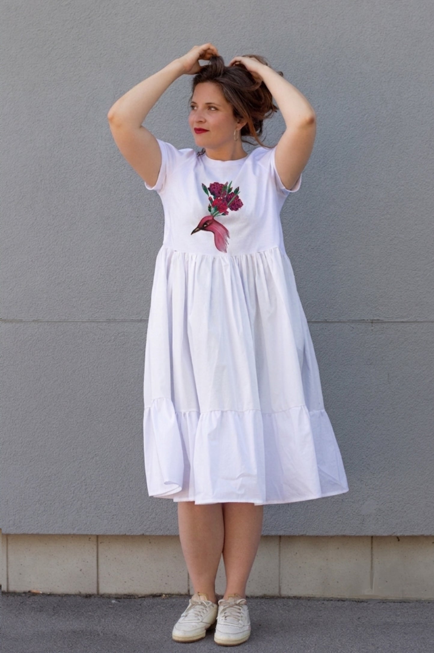 T-shirt ruffle dress Peacock 