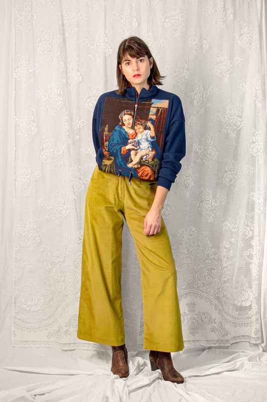 Lime green corduroy trousers