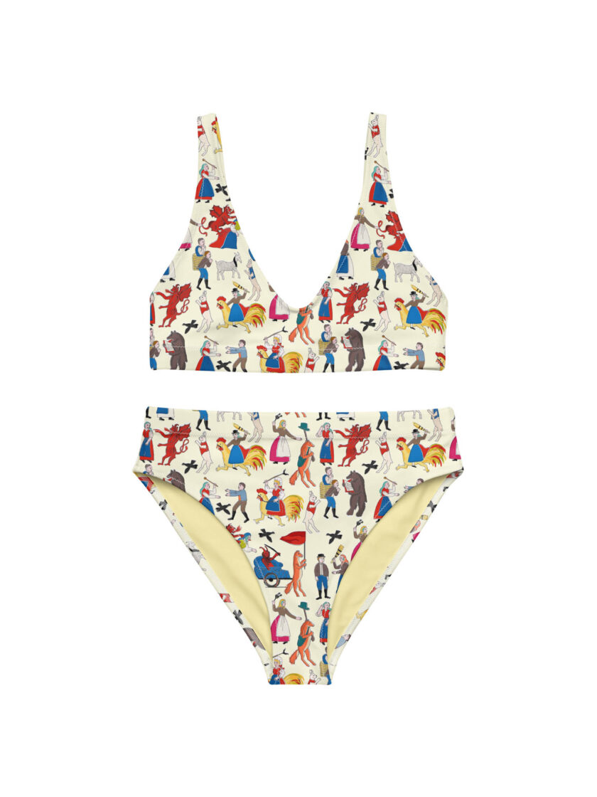 jkh recycled high waist bikini allover print sustainable bikini