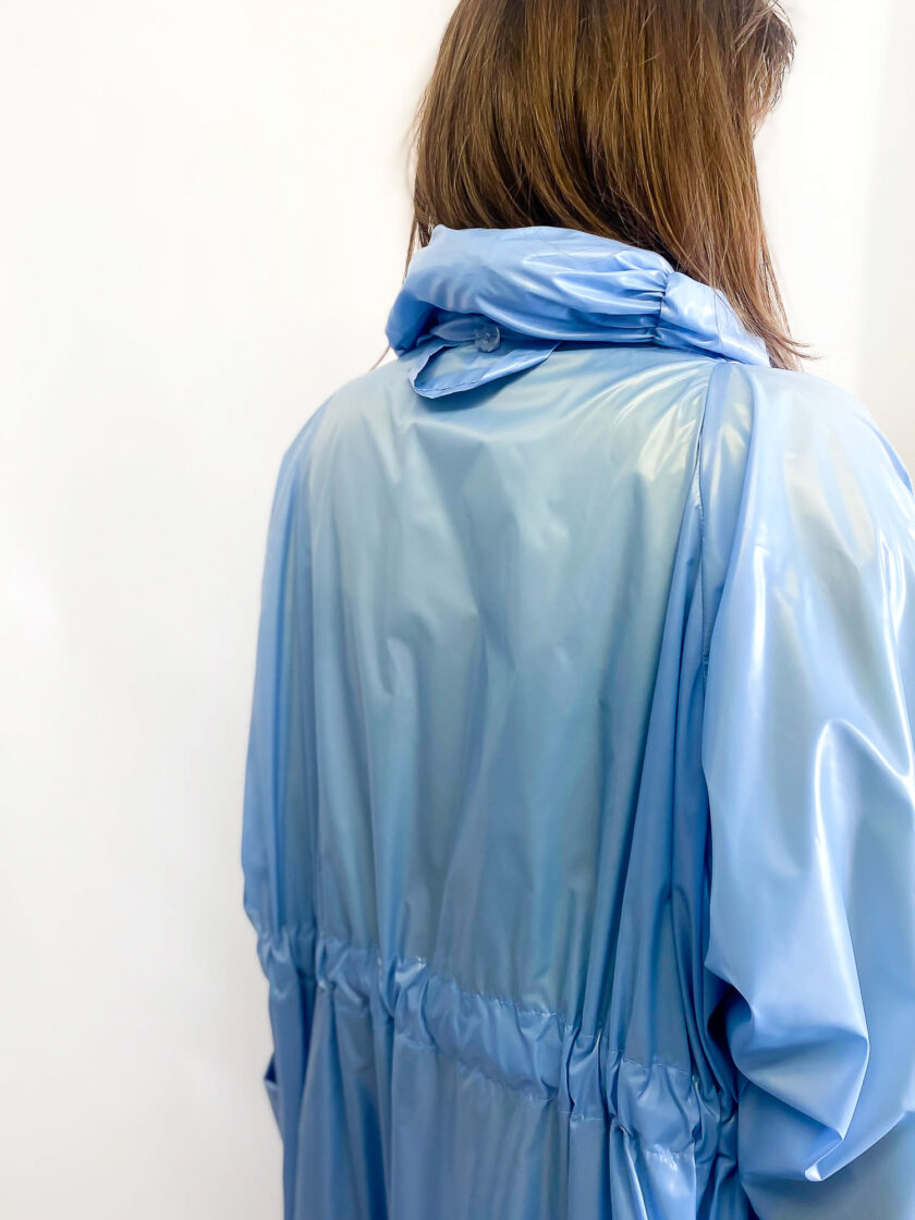 light blue waterproof trench coat