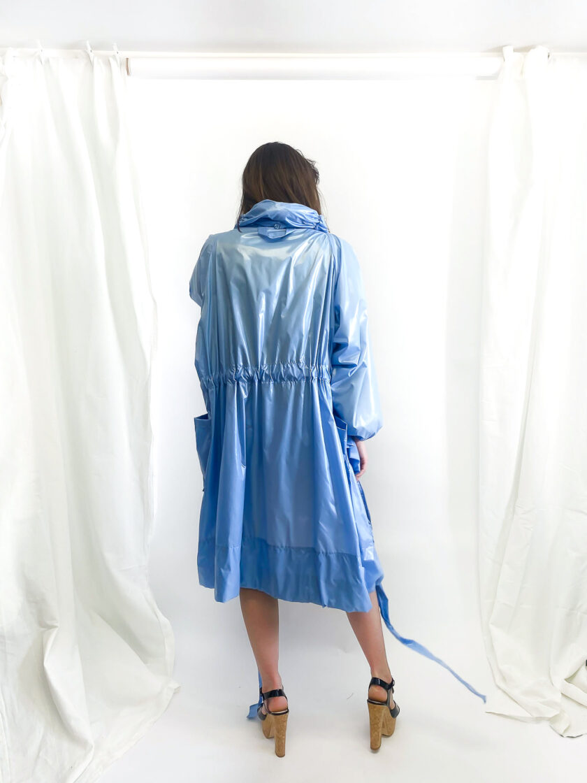 light blue waterproof trench coat