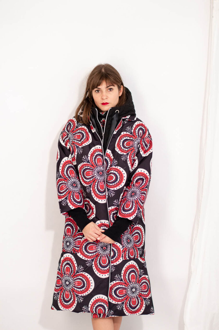 jkh identity puffer quilted and printed coat