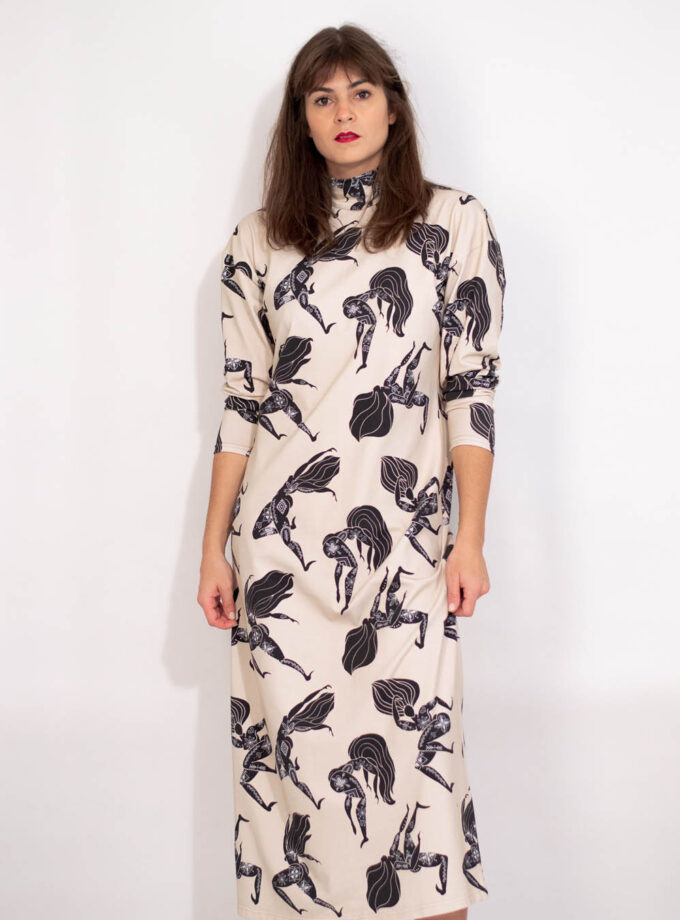 all-over print jersey dress