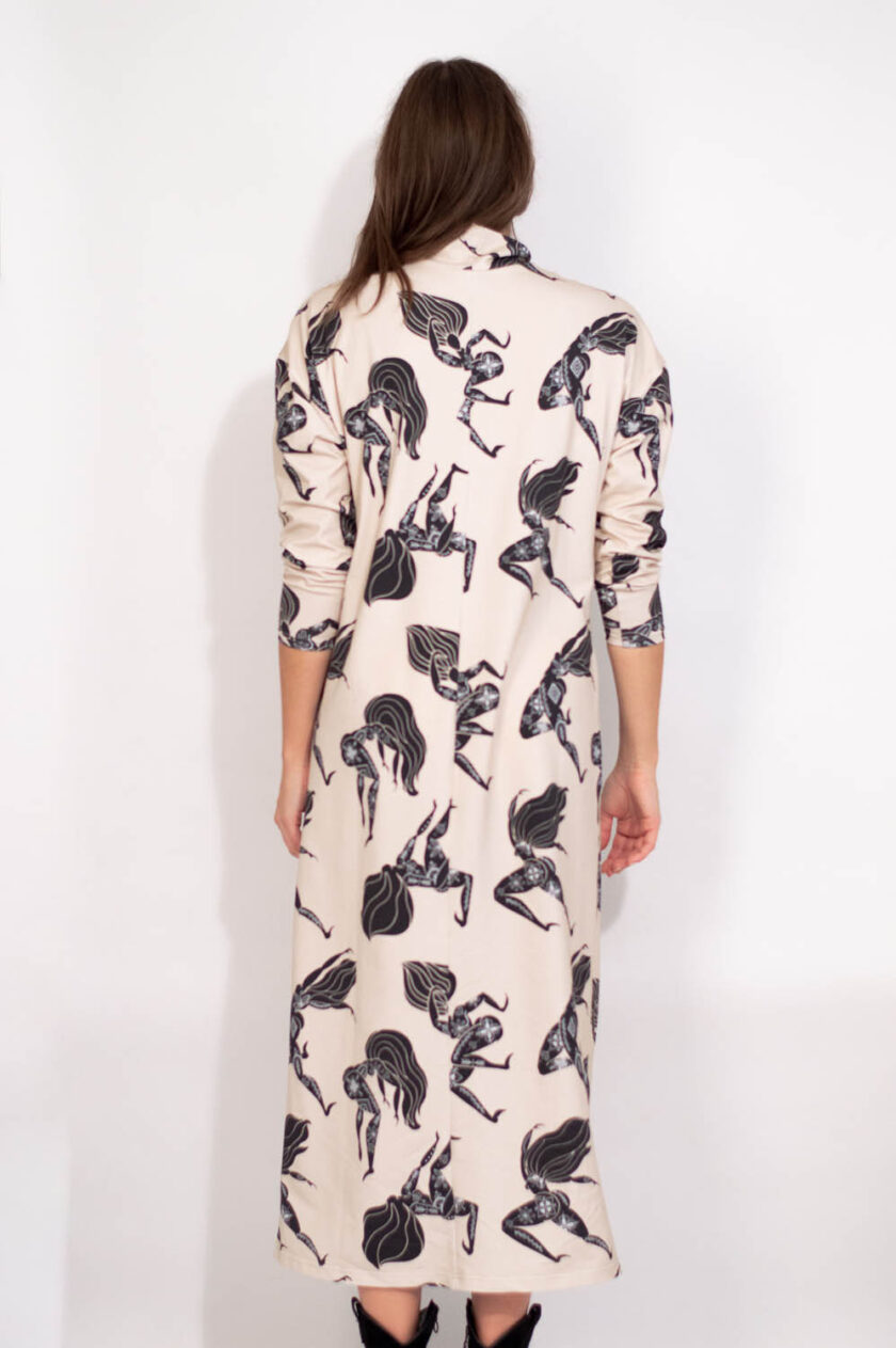 all-over print jersey dress