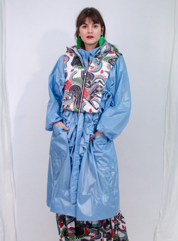 water proof trench coat blue
