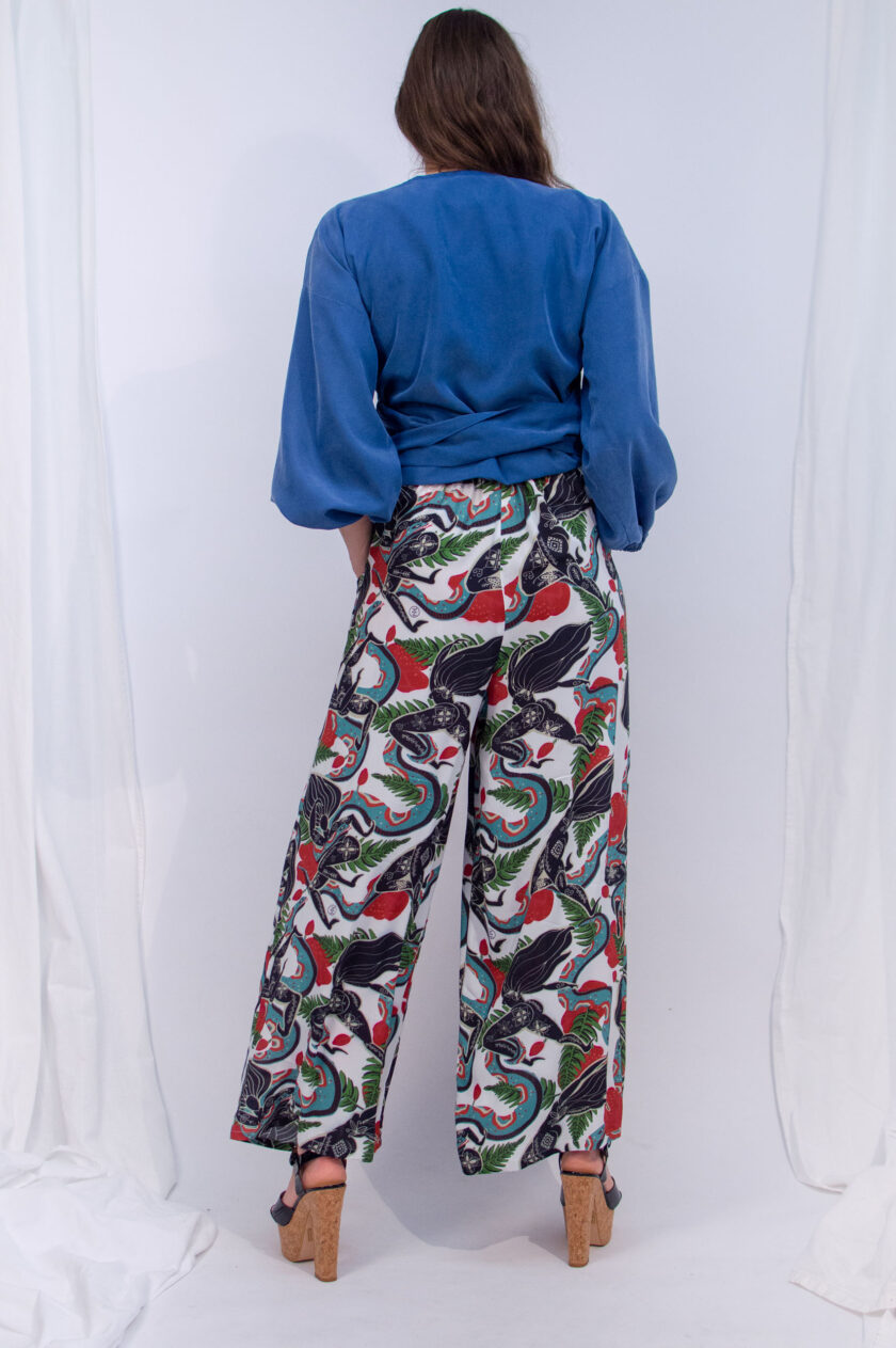 wide palazzo trousers with print