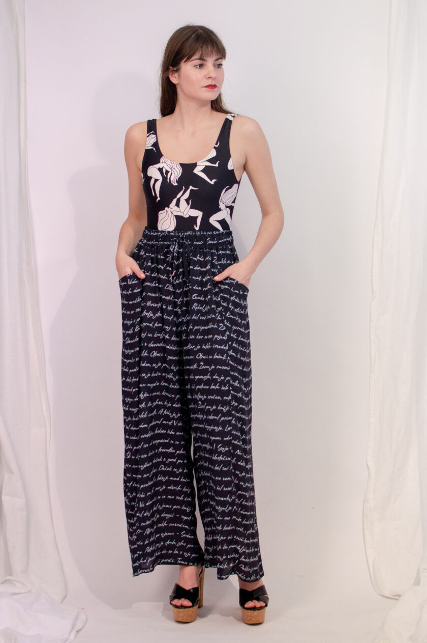 wide palazzo trousers with print