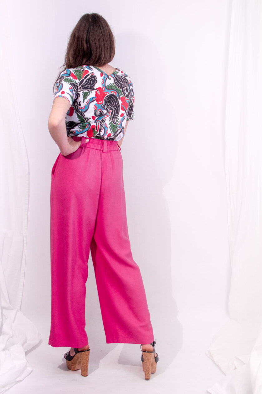 pink viscose trousers with pleats