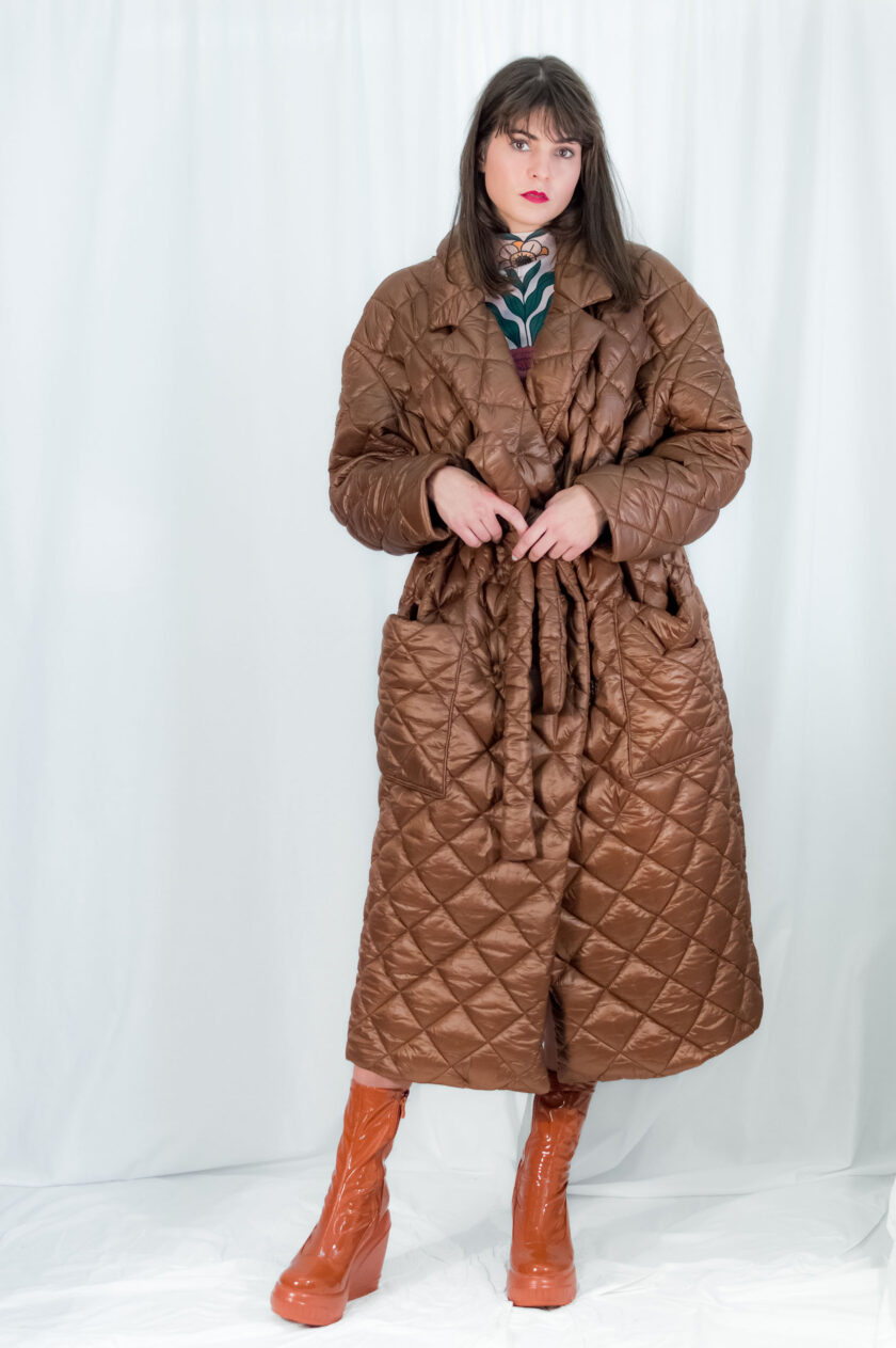 jkh brown quilted oversized coat