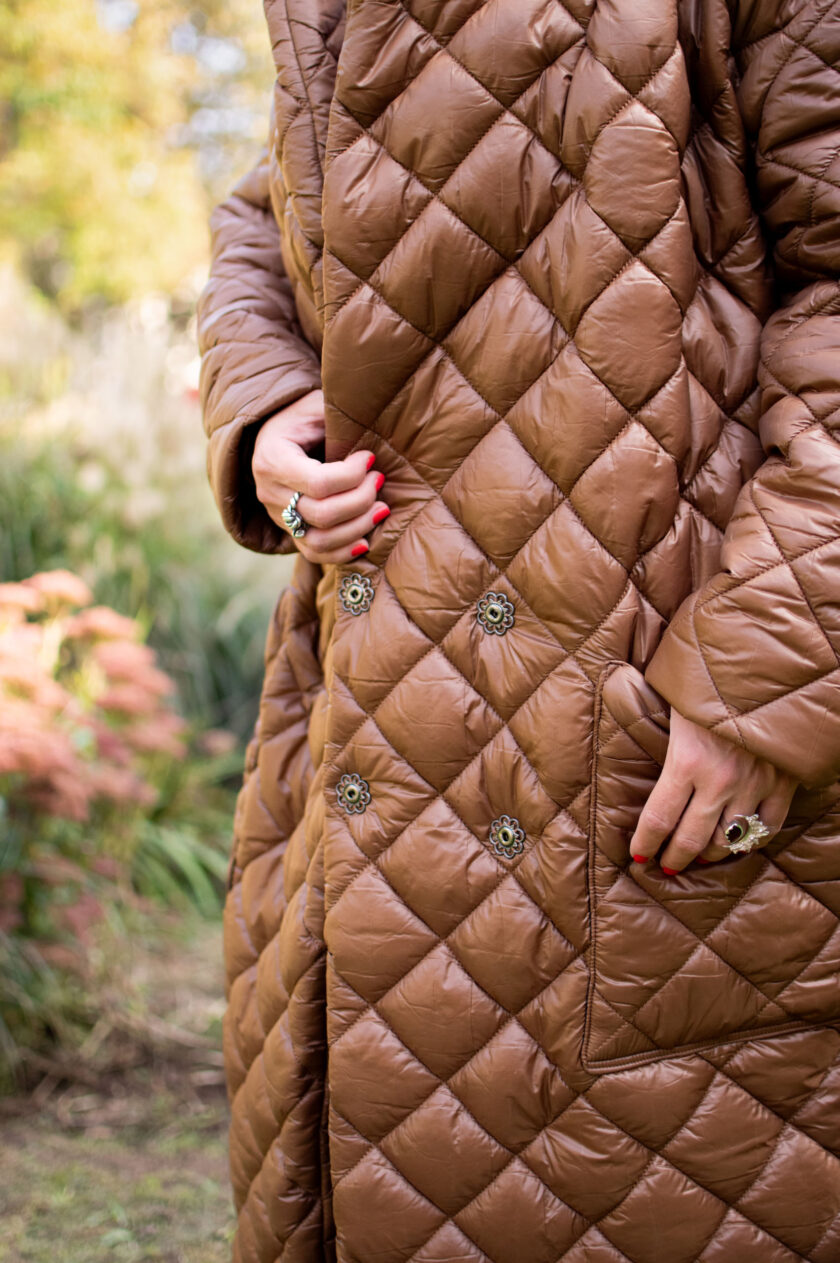 jkh brown quilted oversized coat kurent coat