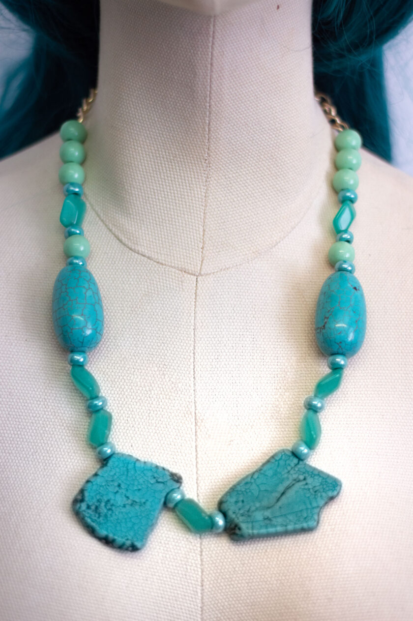 turquoise green mixed stone necklace