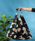 zero waste origami tote bag with pockets