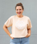 jkh identity cropped lace tshirt beige