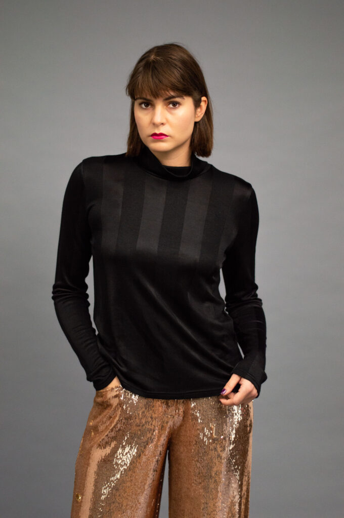 JKH identity black stripped turtle neck t-shirt top