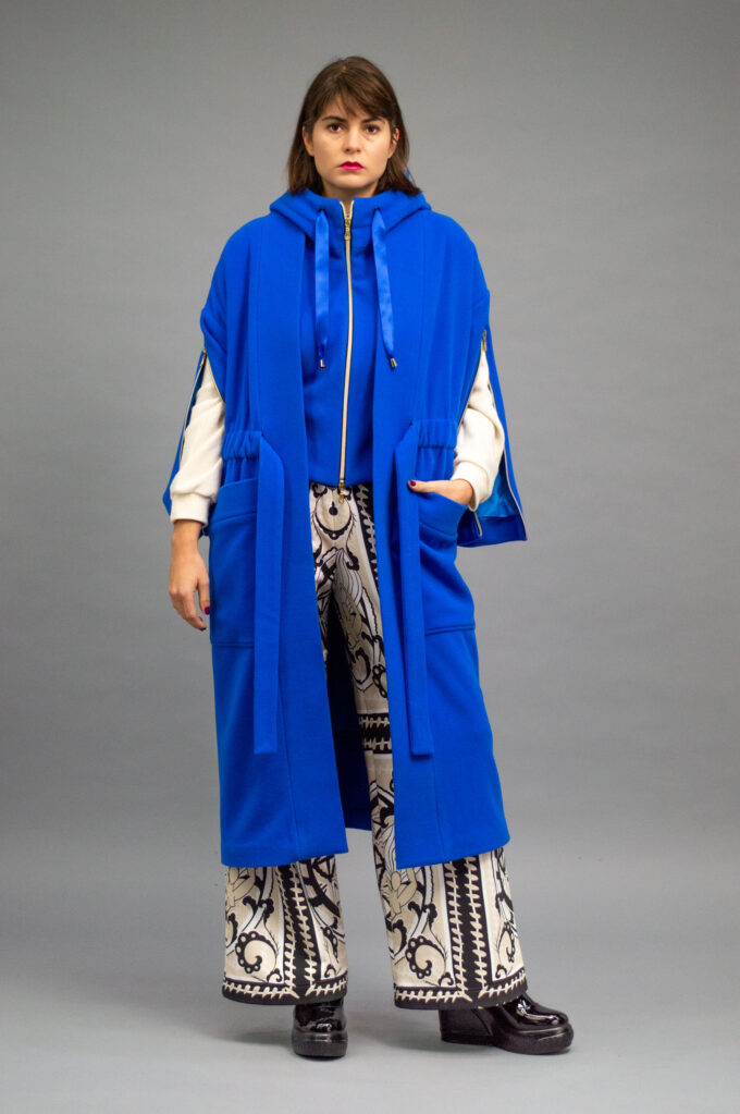 JKH identity kimono coat in blue wool
