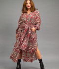 JKH identity wrap dress with red print