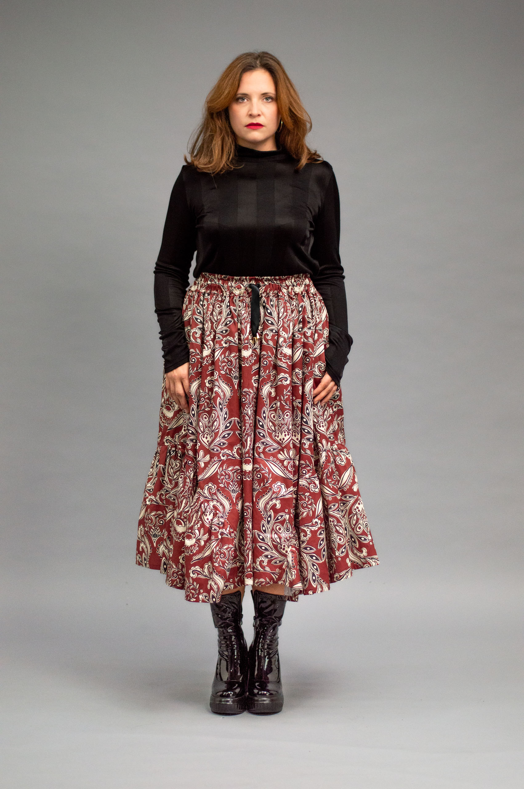 jkh-fullskirt-bordo-3 JKH identity Full Midi Skirt Red Print