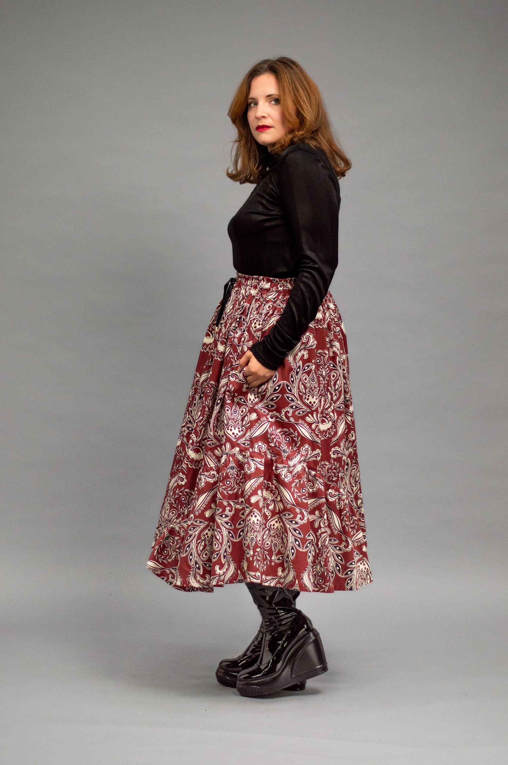 jkh-fullskirt-bordo-4 JKH identity Full Midi Skirt Red Print