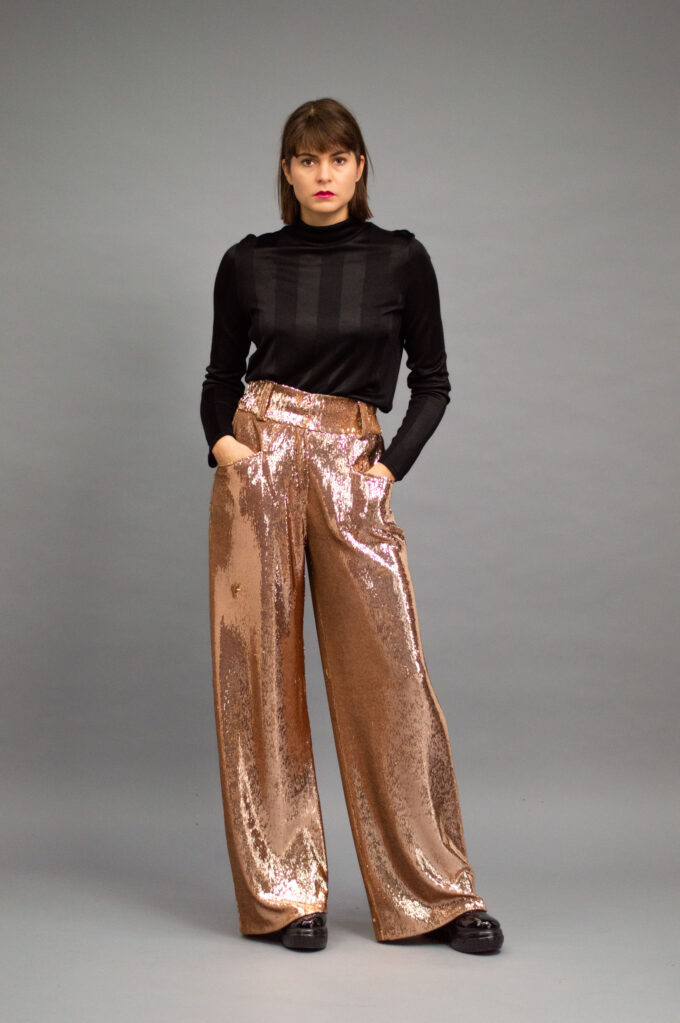 JKH identity gold sequin trousers