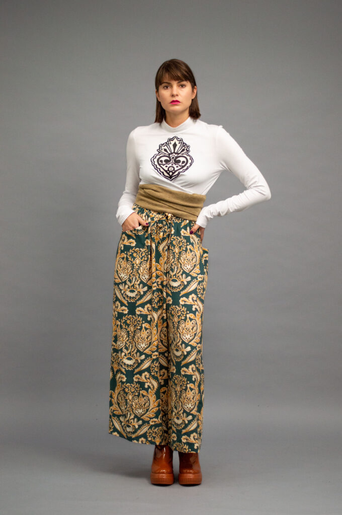 JKH wide helena trousers with green print