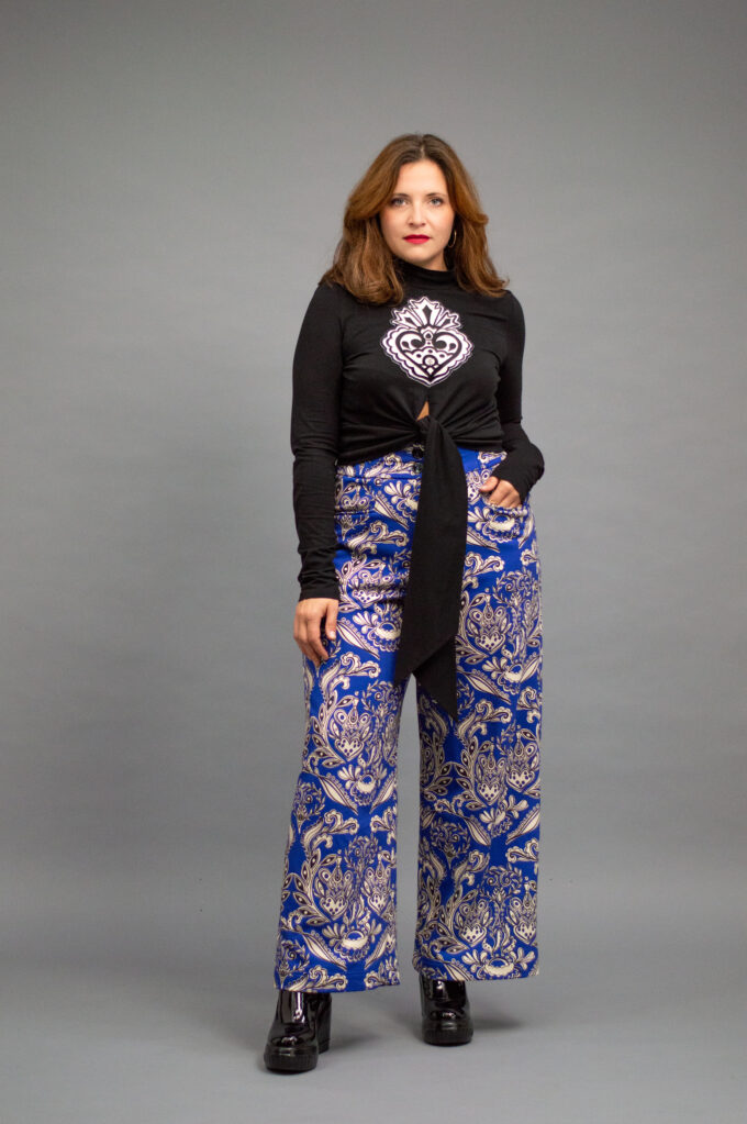 JKH identity blue print french terry trousers