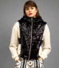 JKH identity black sequin hood vest