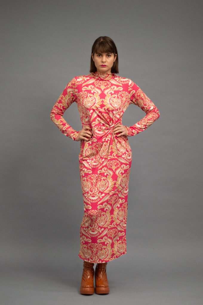 JKH identity maxi knot dress green print