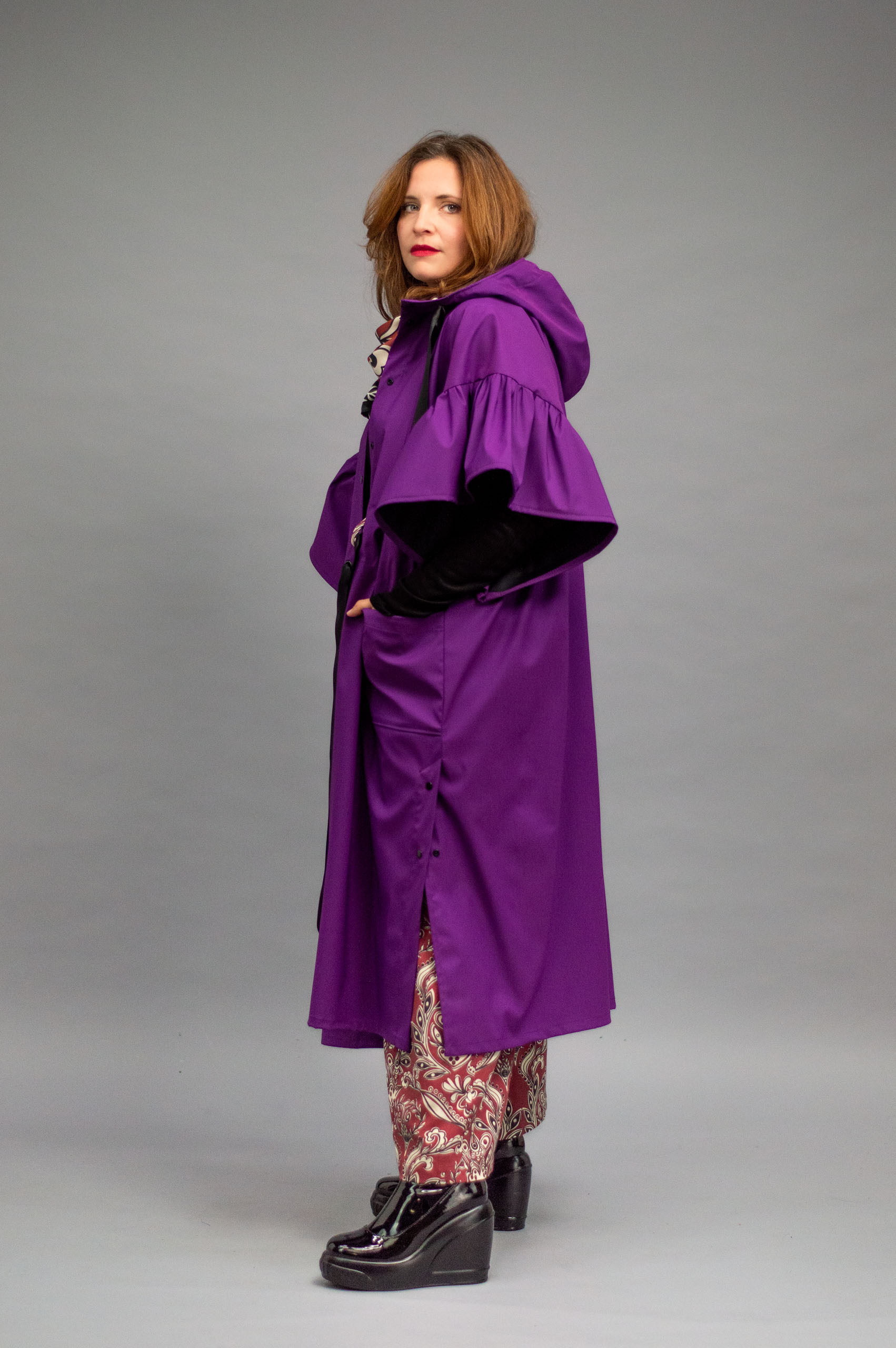 jkh-purpleponcho-3 JKH identity purple rain poncho with ruffles