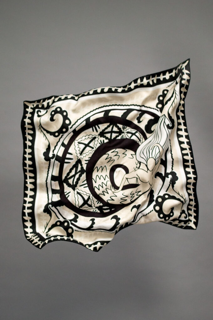 JKH identity silk printed scarf