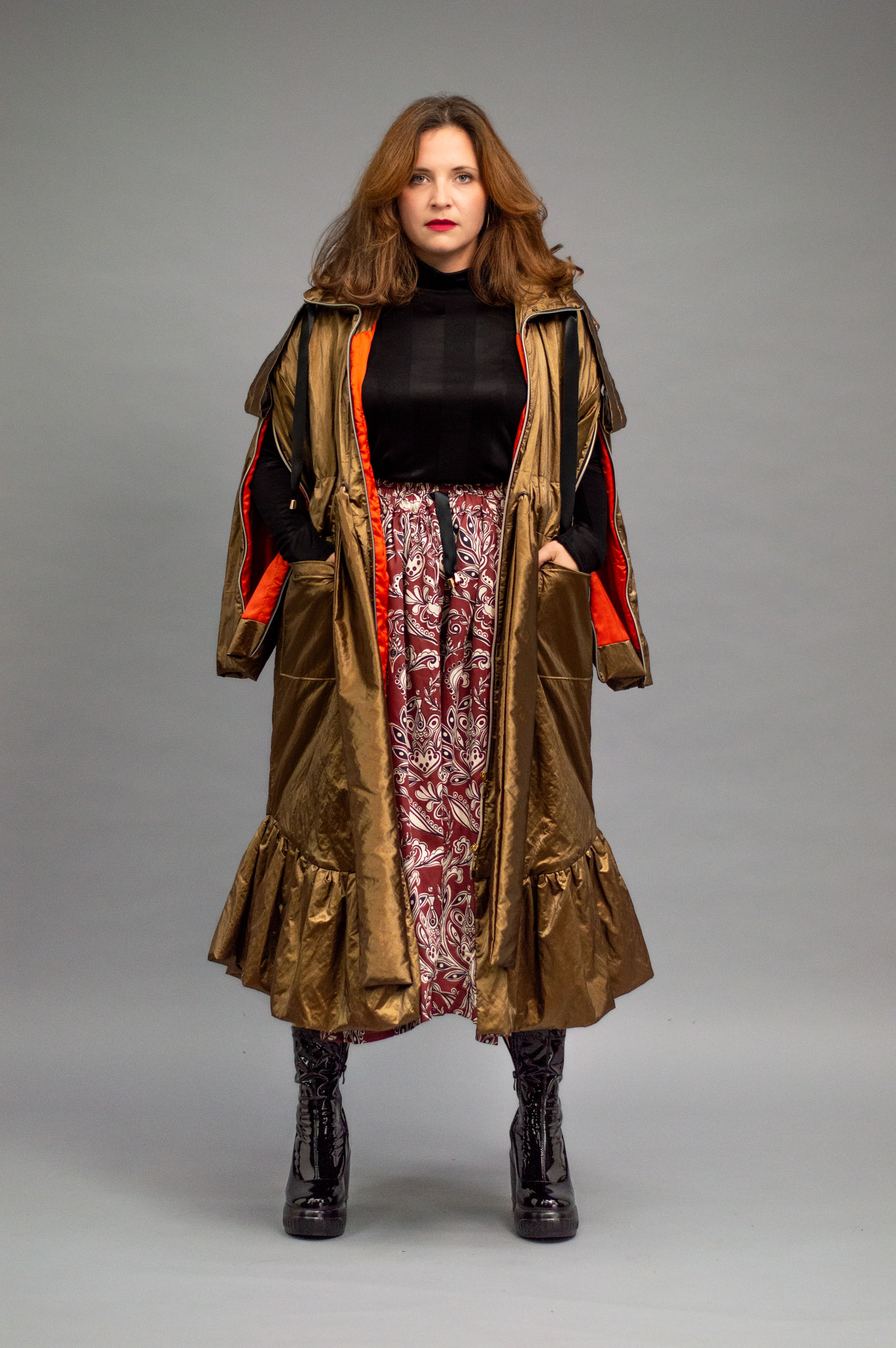 jkh-trench-gold-01 JKH identity gold trench coat with ruffles