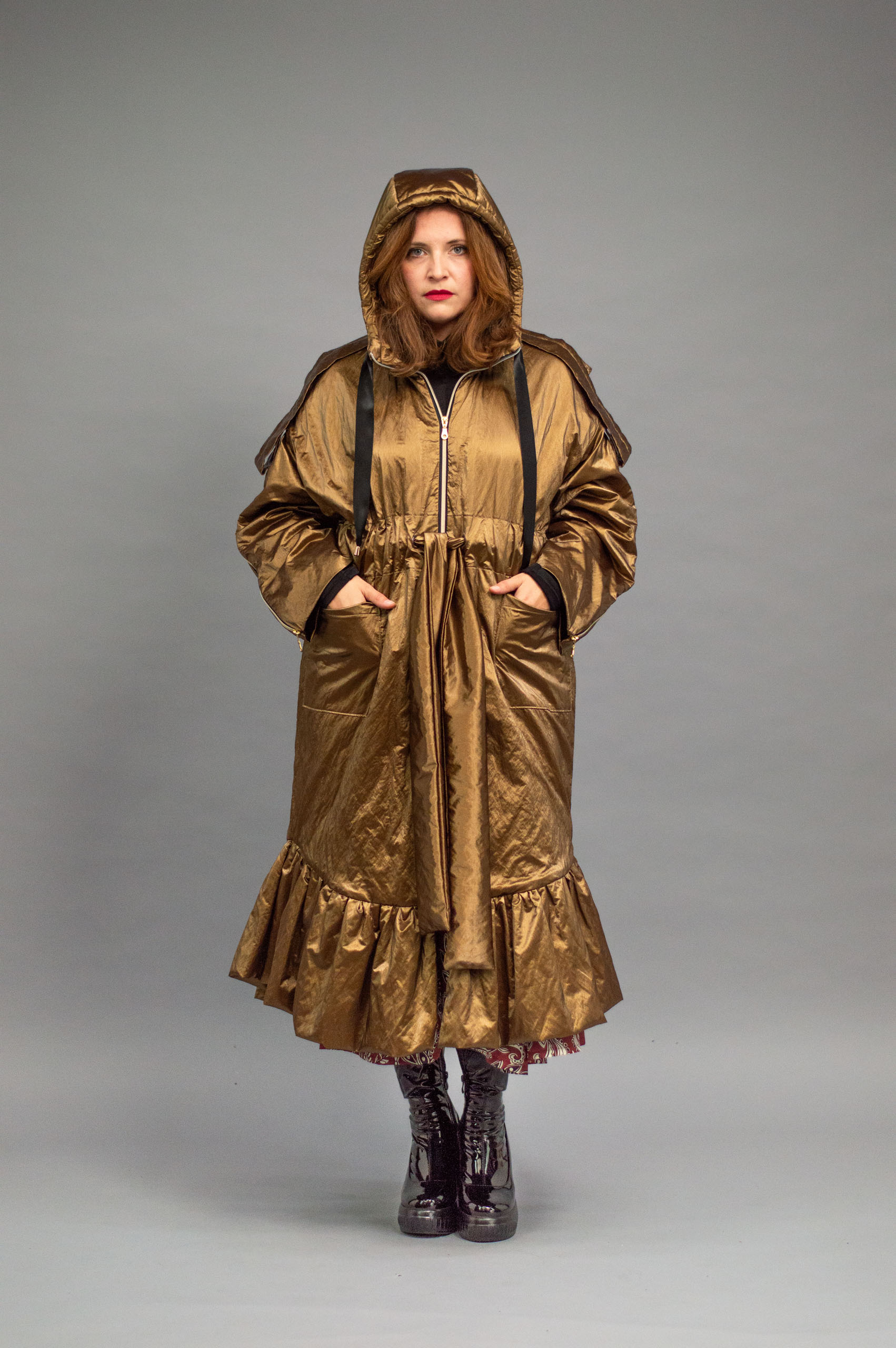 jkh-trench-gold-02 JKH identity gold trench coat with ruffles