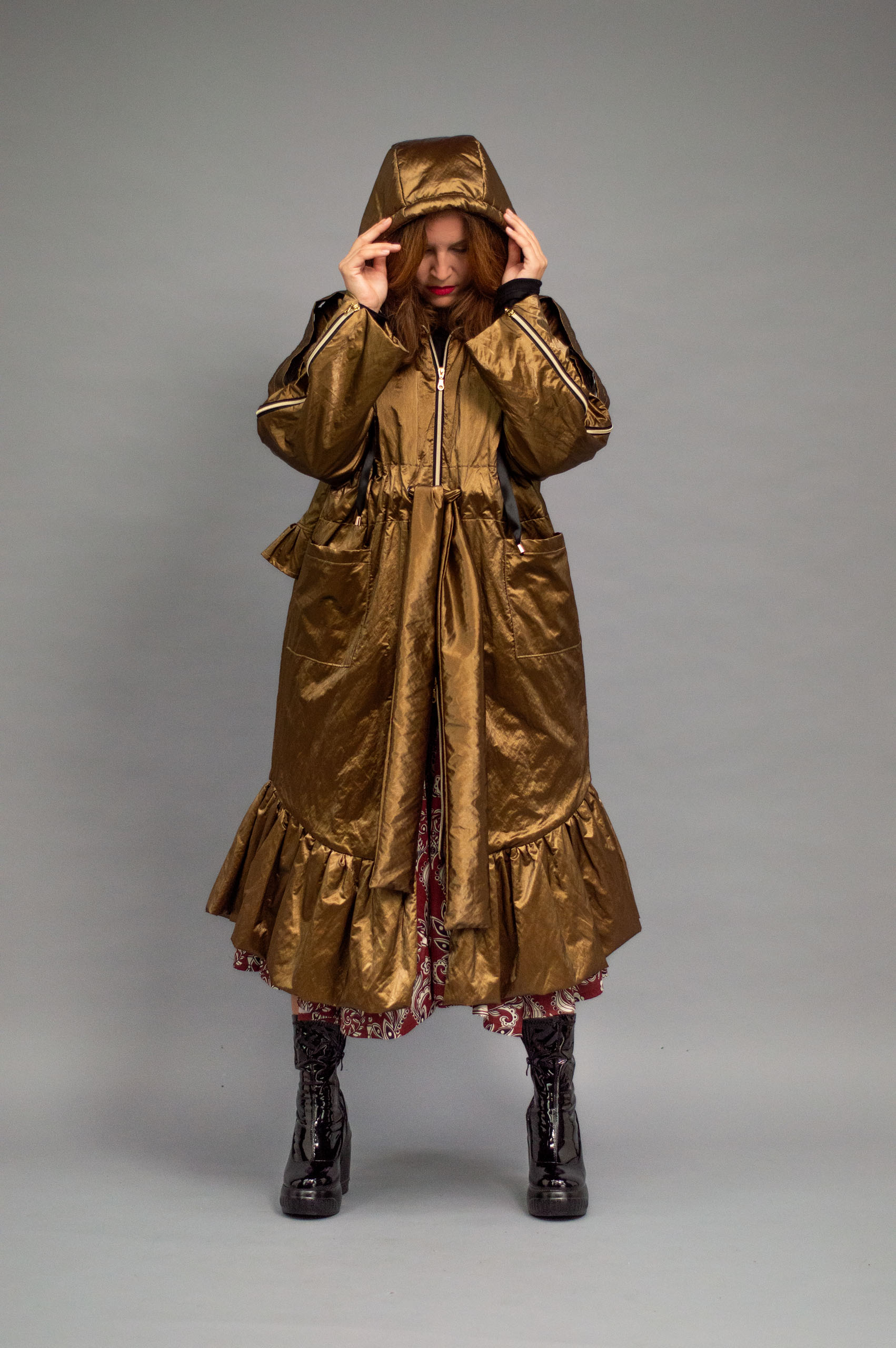 jkh-trench-gold-03 JKH identity gold trench coat with ruffles