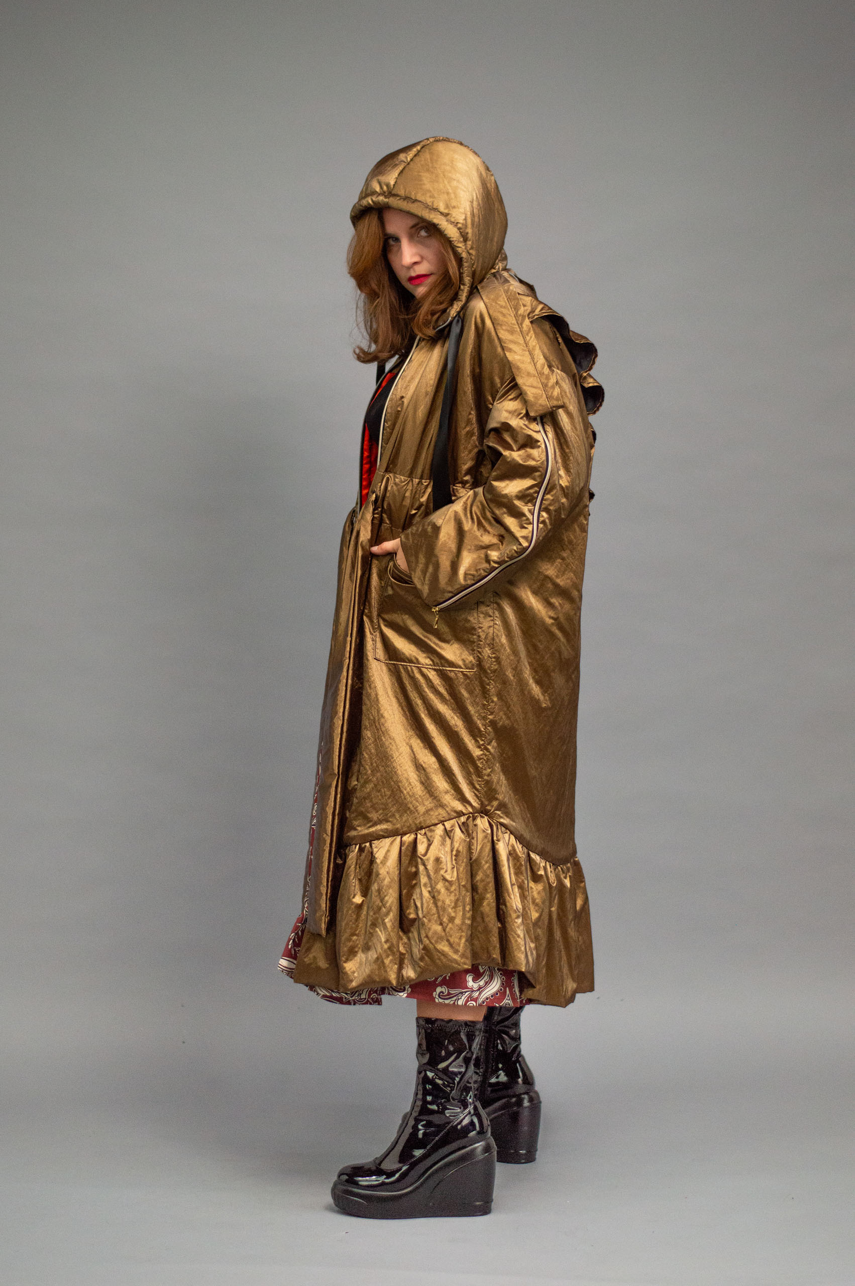 jkh-trench-gold-04 JKH identity gold trench coat with ruffles