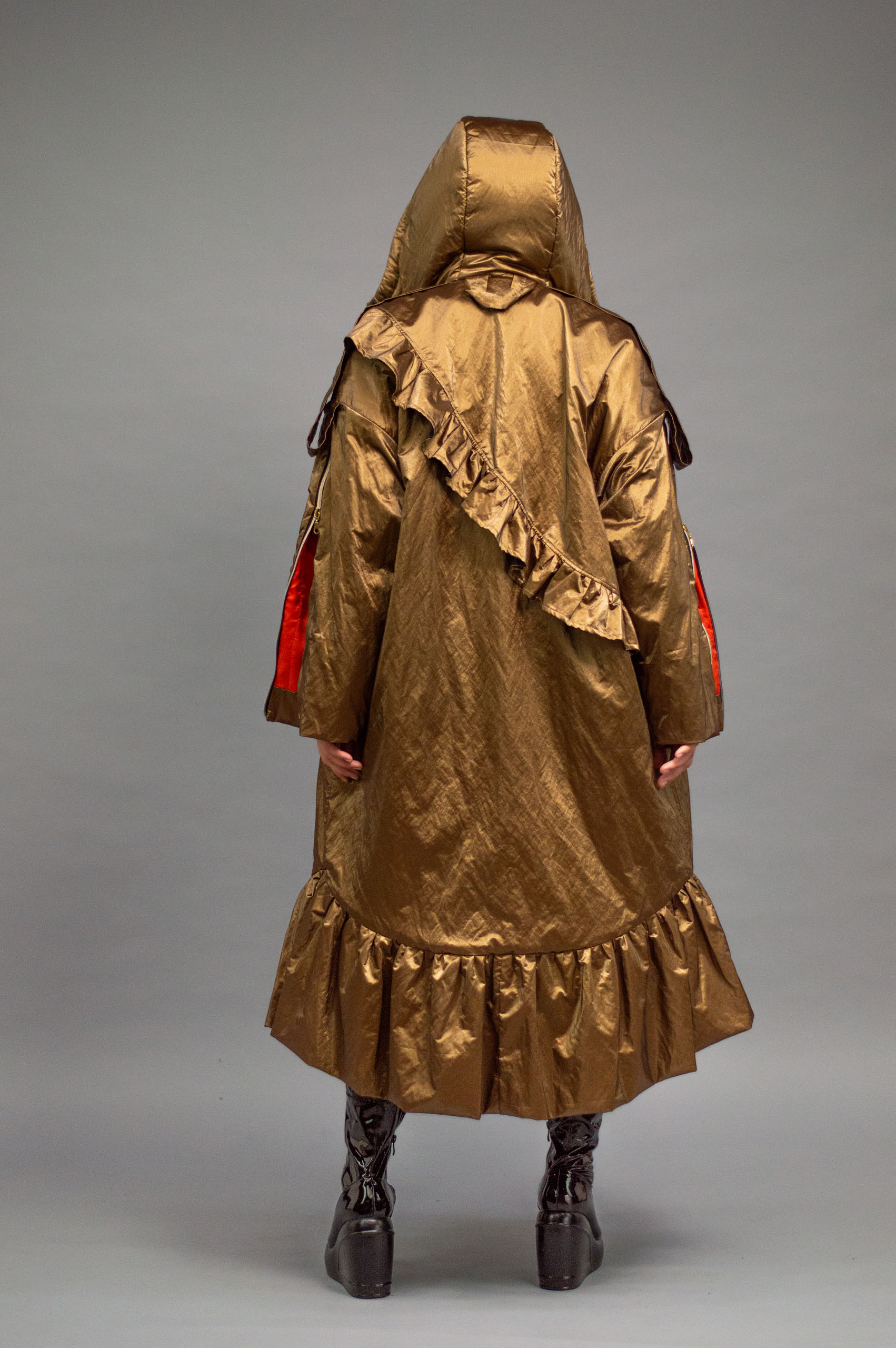 jkh-trench-gold-05 JKH identity gold trench coat with ruffles