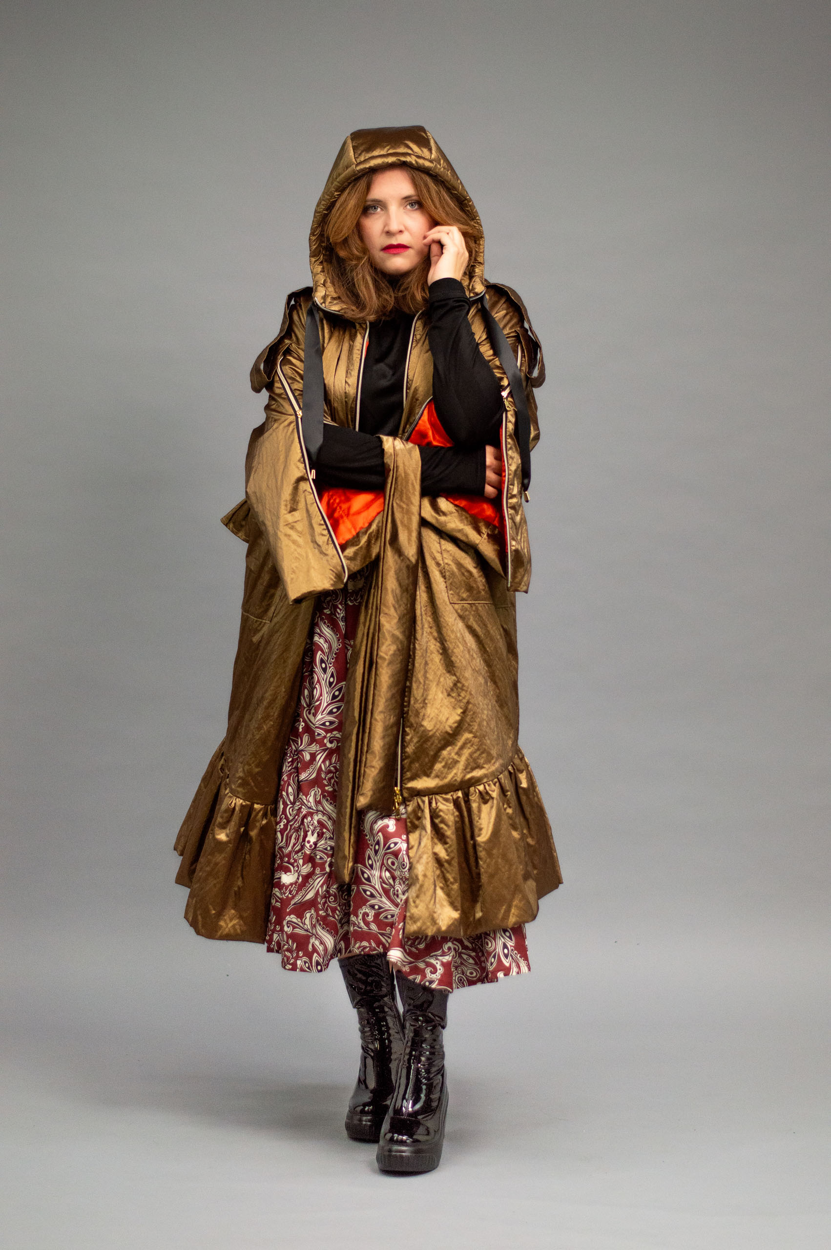 jkh-trench-gold-06 JKH identity gold trench coat with ruffles