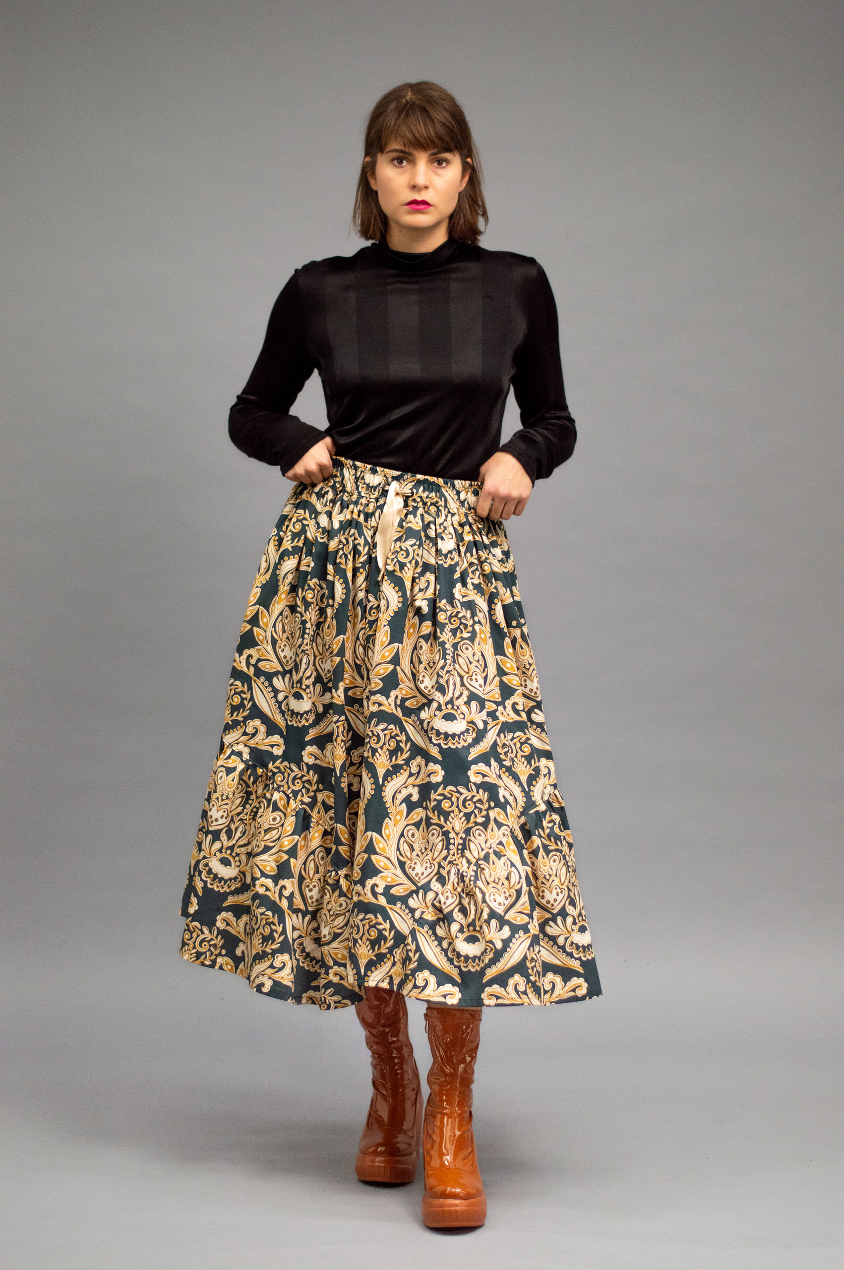 jkh-volumeskirt-green-1 JKH identity full printed skirt Julia Kaja Hrovat