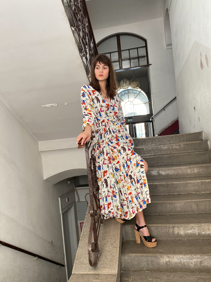 JKHidentity zero waste printed dress